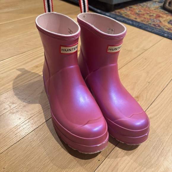 Hunter play short rain boot in Pink metallic women’s 9 - Picture 2 of 7